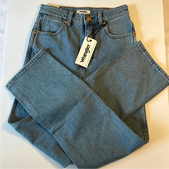 Wrangler 25 x 28 Jeans Wild West 603 High Rise Straight Earthwash Blue NWT